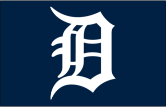 Navy Blue background with White insignia of the Detroit Tigers MLB franchise.